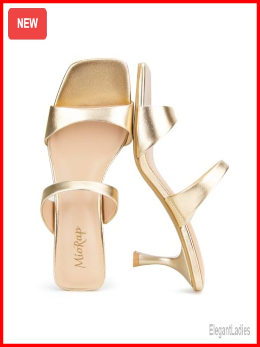 Kitten Heel Square Toe Strappy Slip On Sandals Faux Leather Dressy Mules